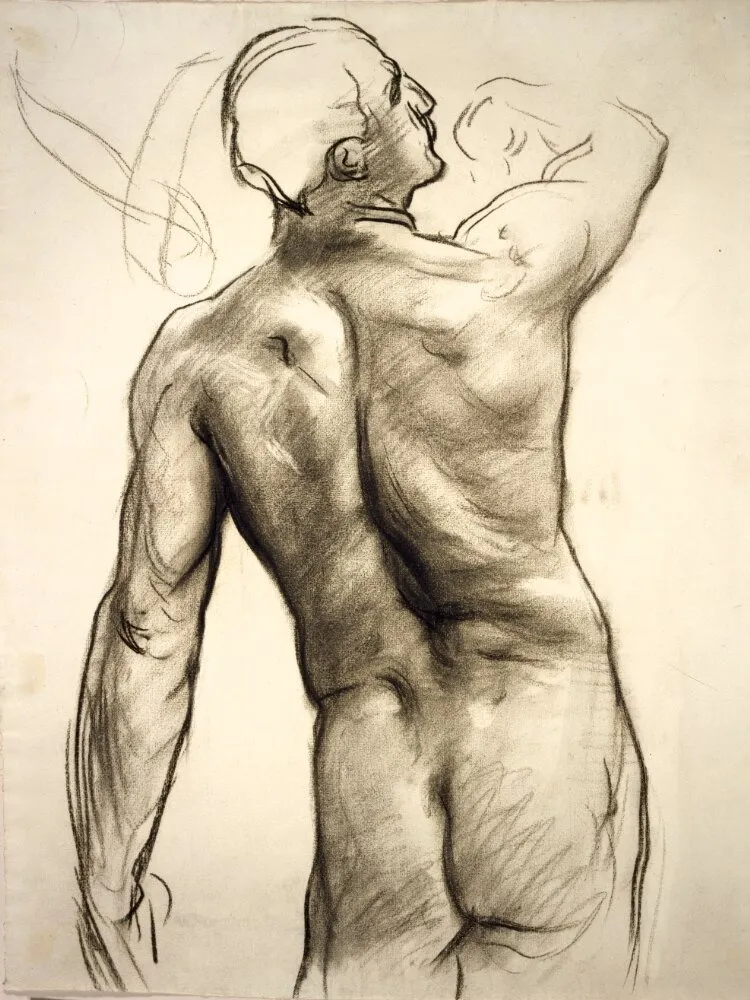 Standing Male Nude with Raised Right Arm Seen from Behind, by John Singer Sargent, unspecified, 1902