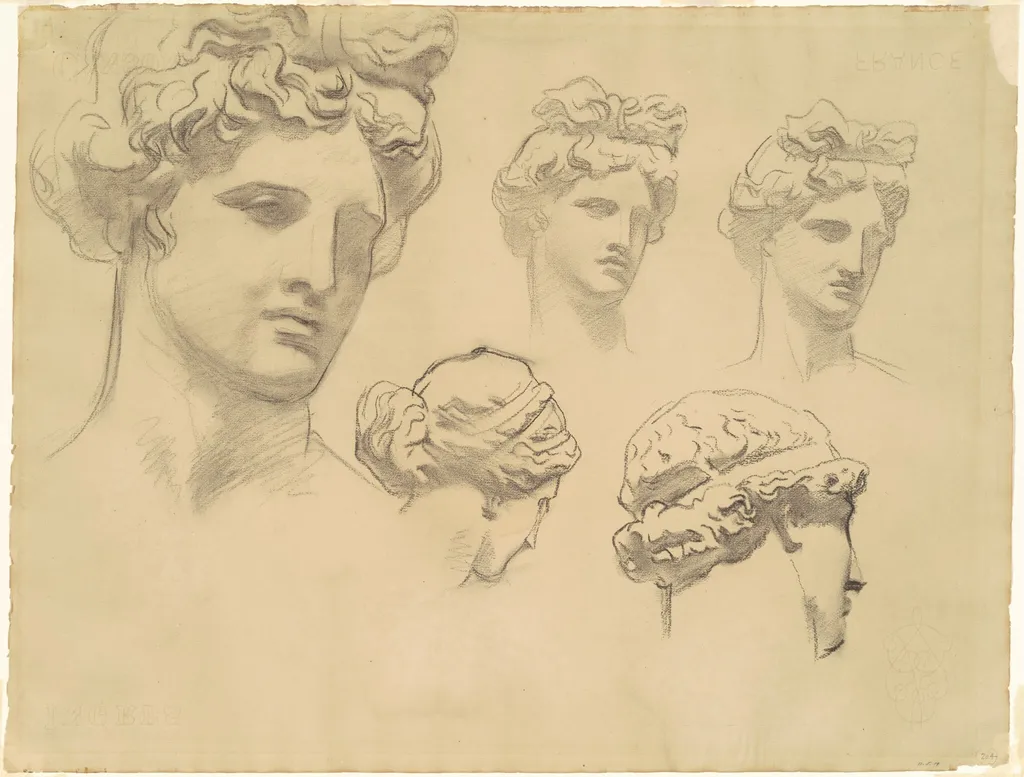 Studies for "Apollo and the Muses", by John Singer Sargent, charcoal, 1921