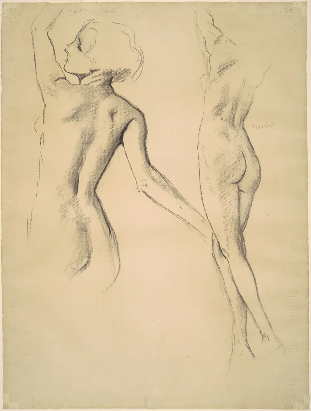 Studies for "Dancing Figures", by John Singer Sargent, charcoal, 1920