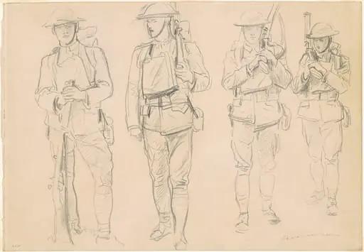 Studies for "Entering the War" [recto], by John Singer Sargent