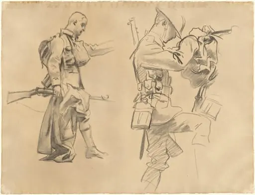 Studies for "Gassed" [recto], by John Singer Sargent