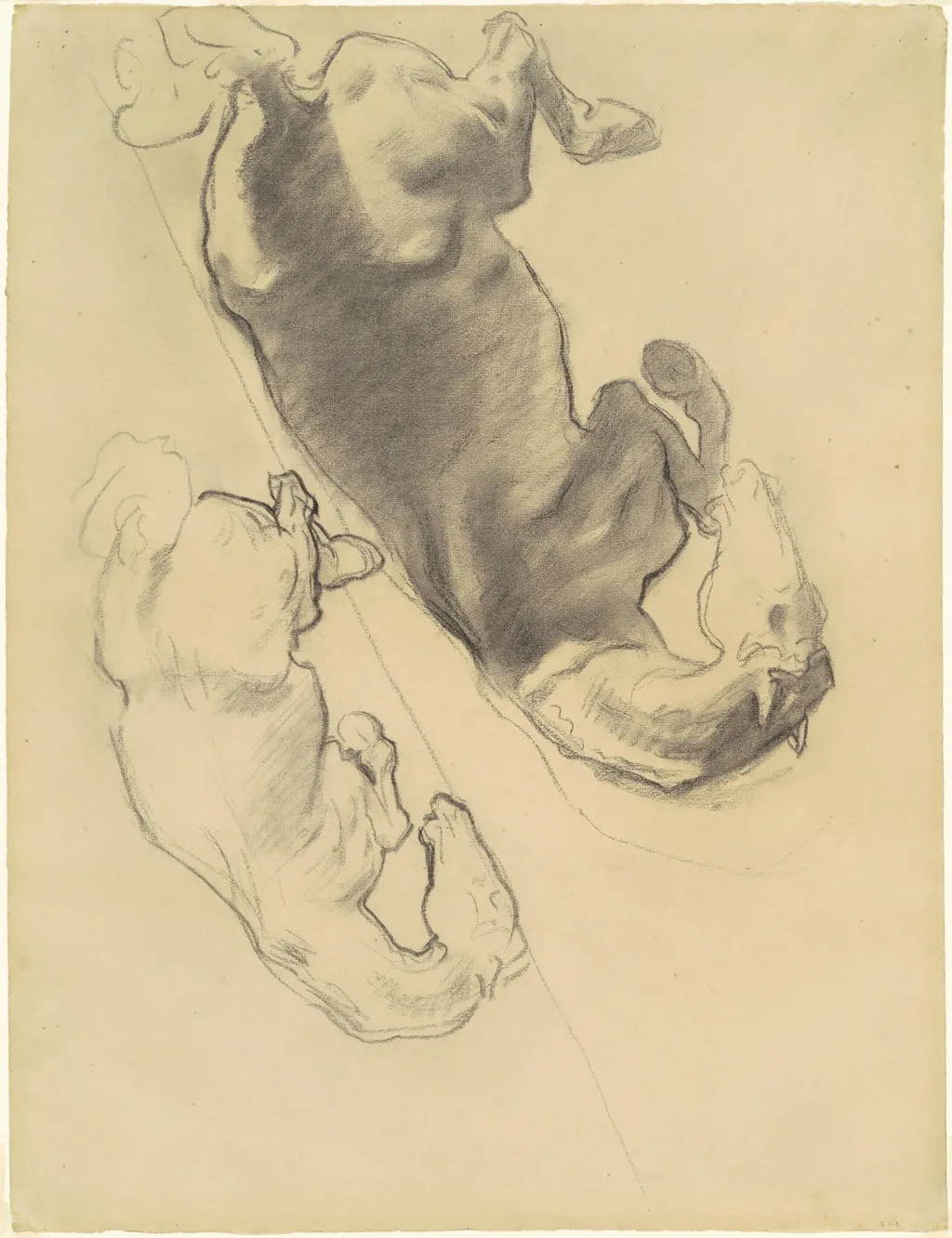 Studies for "The Fall of Gog and Magog", by John Singer Sargent, charcoal, 1910