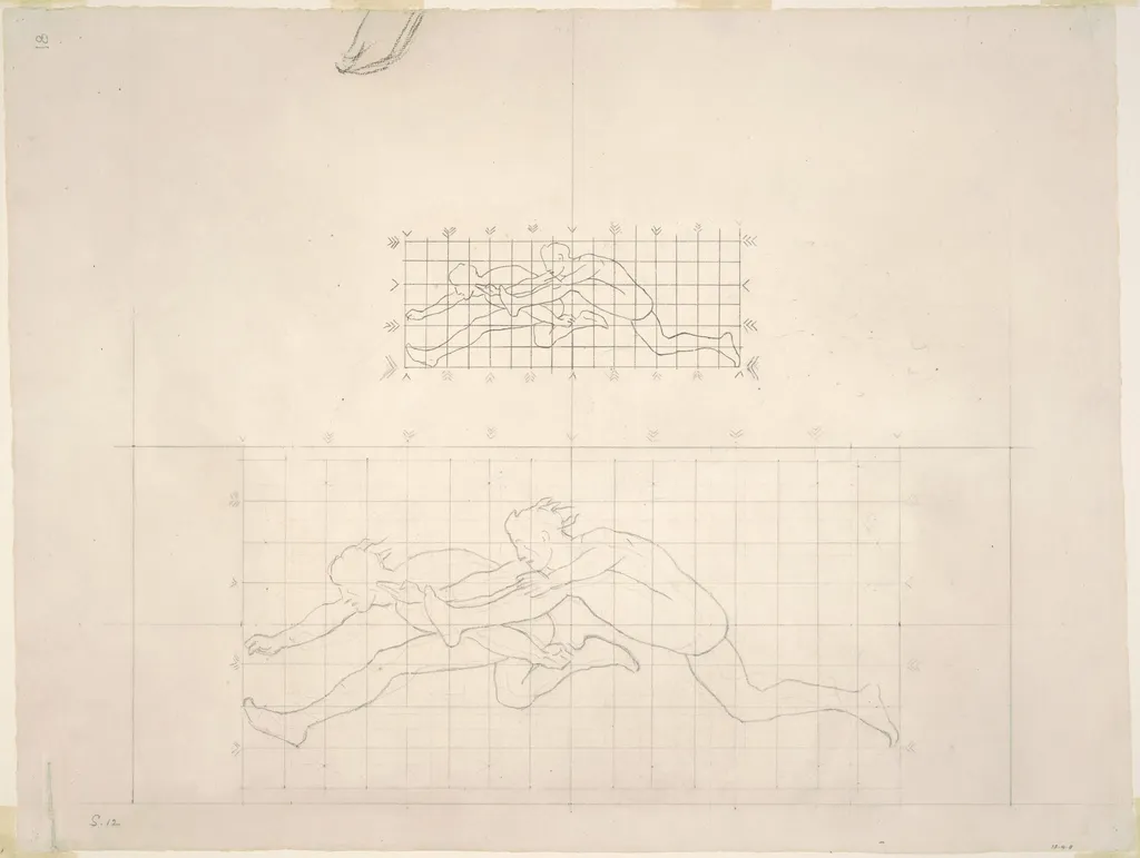 Studies for "Two Classical Male Figures Jumping", by John Singer Sargent, charcoal, 1920