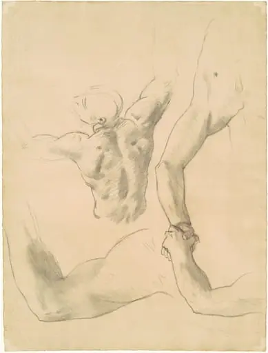 Studies for "Two Classical Male Figures Wrestling", by John Singer Sargent
