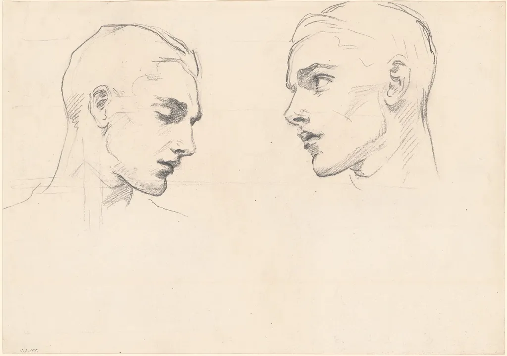 Studies of a Man's Head, by John Singer Sargent, graphite, 1875