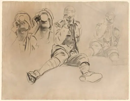 Studies of a Soldier Drinking, for Gassed (recto), by John Singer Sargent