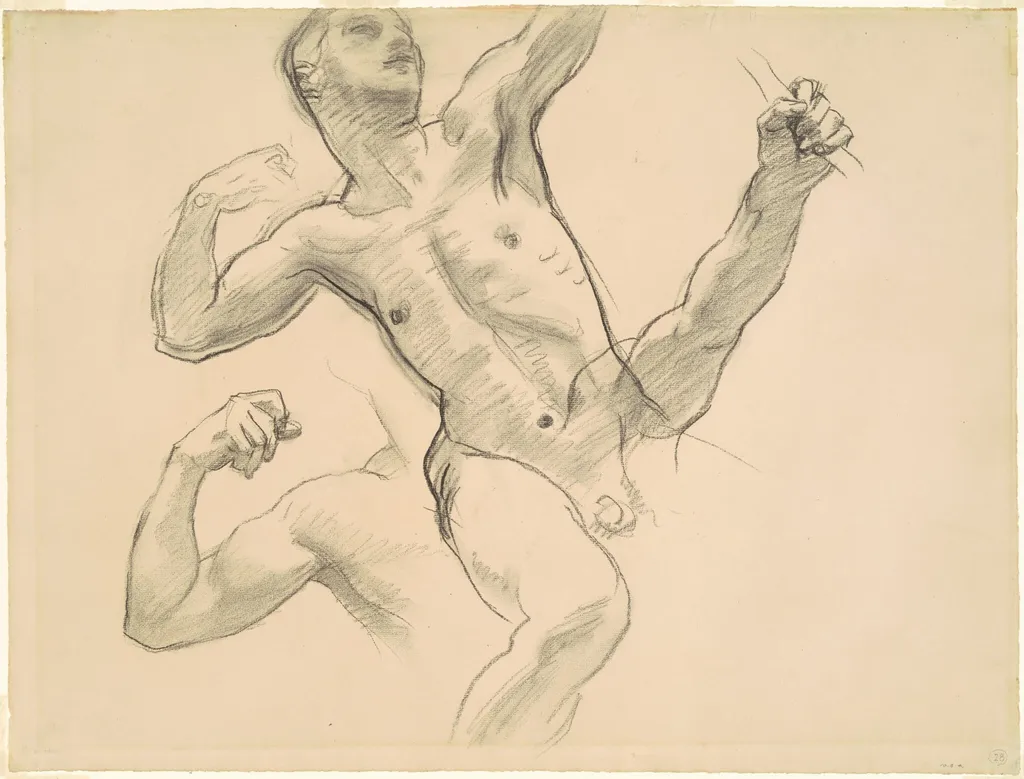 Studies of Achilles for "Chiron and Achilles", by John Singer Sargent, charcoal, 1924