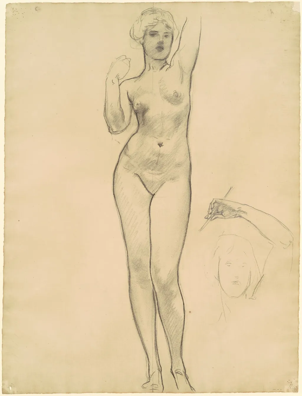 Studies of Aphrodite for "Aphrodite and Eros", by John Singer Sargent, charcoal, 1920