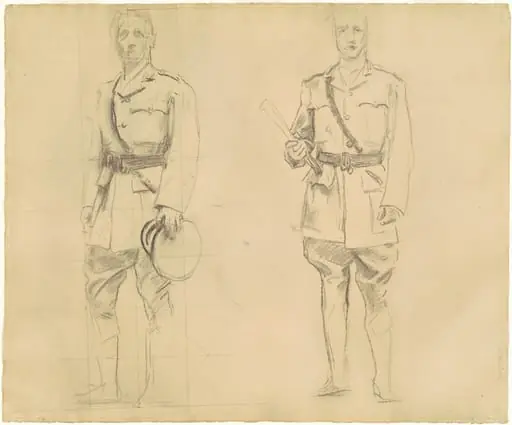 Studies of Generals Plumer and Haig for "General Officers of World War I" [recto], by John Singer Sargent