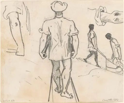 Studies of Peasants with Wheelbarrows [verso], by John Singer Sargent
