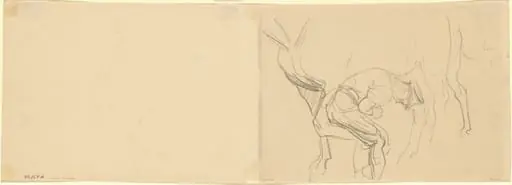 Study for "Shoeing Calvary Horses at the Front" [verso], by John Singer Sargent