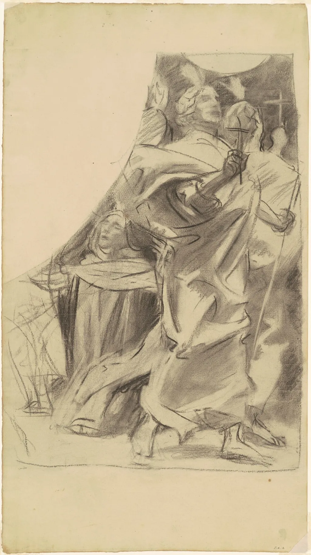 Study for "Triumph of Religion", by John Singer Sargent, charcoal, 1910