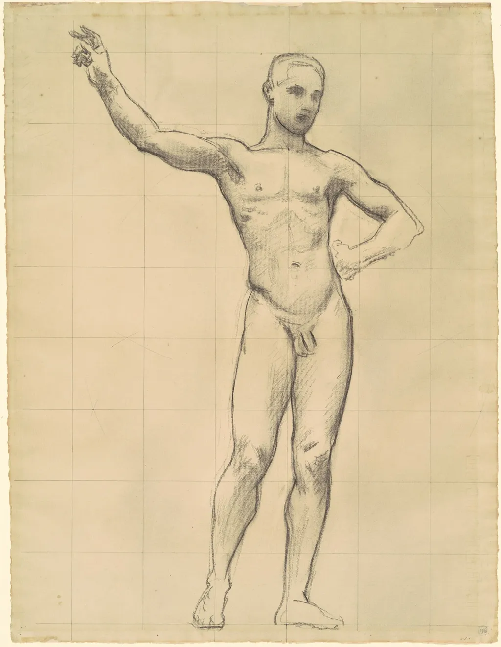 Study of Apollo for "Apollo and the Muses", by John Singer Sargent, charcoal, 1921