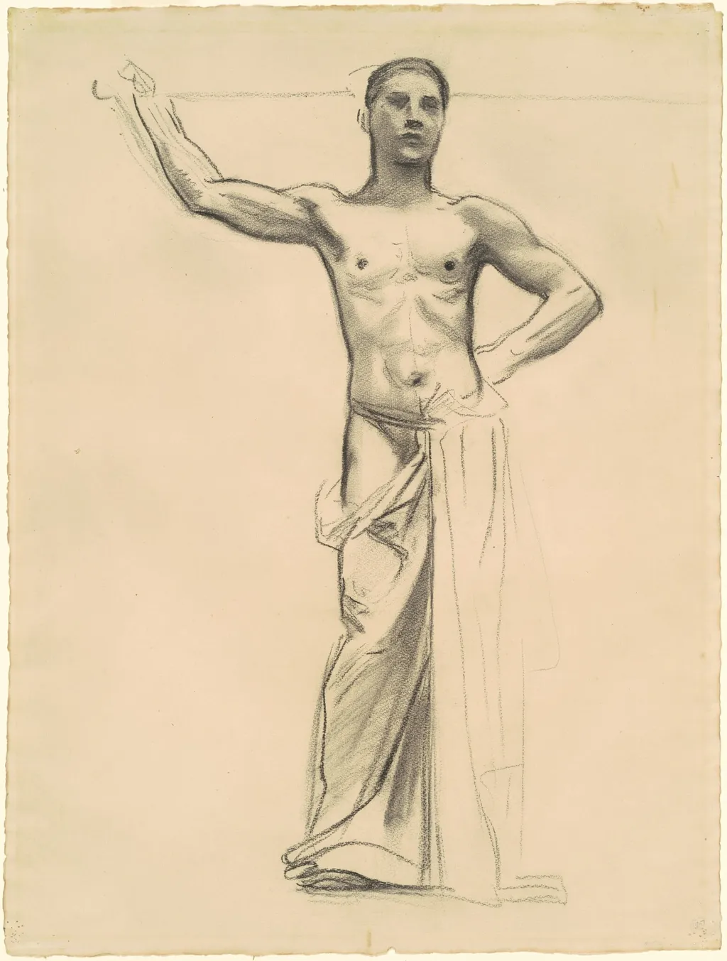 Study of Apollo for "Apollo and the Muses", by John Singer Sargent, charcoal, 1921
