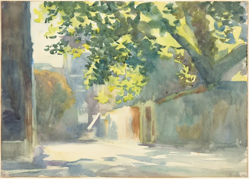 Sunlit Wall Under a Tree, by John Singer Sargent, graphite, 1913