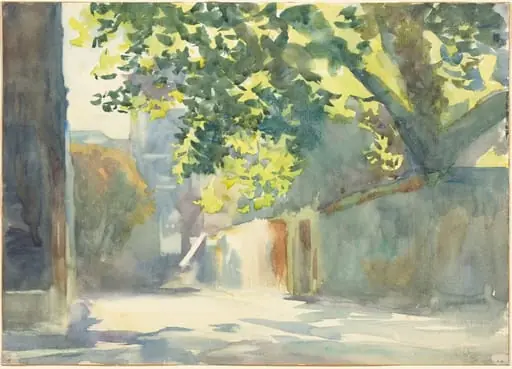 Sunlit Wall Under a Tree, by John Singer Sargent
