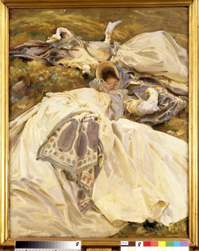 Two Girls in White Dresses, by John Singer Sargent, oil, 1911