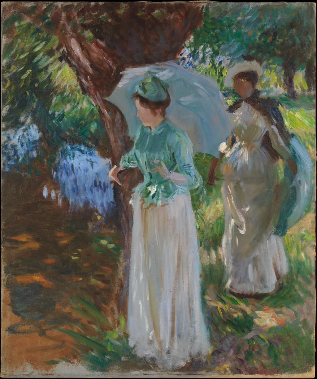 Two Girls with Parasols, by John Singer Sargent, oil, 1894