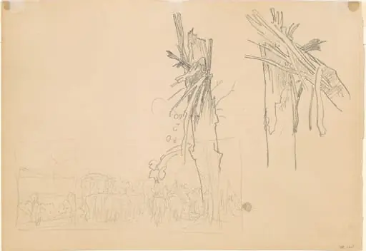 Two Shattered Trees; and Study for "The Road" [verso], by John Singer Sargent