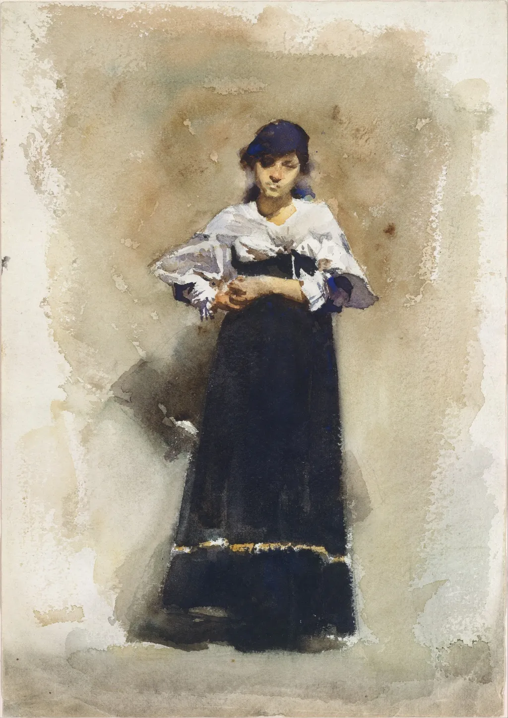 Young Woman with a Black Skirt, by John Singer Sargent, graphite, 1890