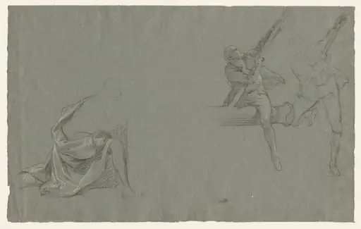 Drapery Study; Two Figures Pulling a Pole, by John Singleton Copley