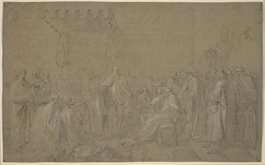 Study for "The Death of the Earl of Chatham", by John Singleton Copley, graphite, 1779