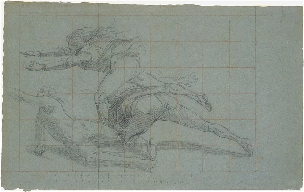 Study for "The Siege of Gibraltar": Three Figures, by John Singleton Copley, chalk, 1786