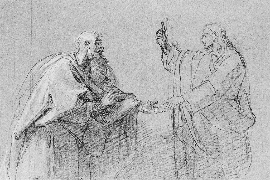 Study for "The Tribute Money", by John Singleton Copley, chalk, 1782