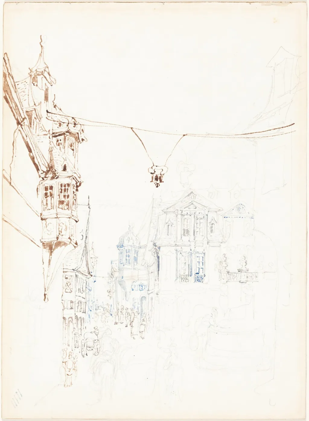 Continental Street Scene, by John Skinner Prout, graphite, 1865