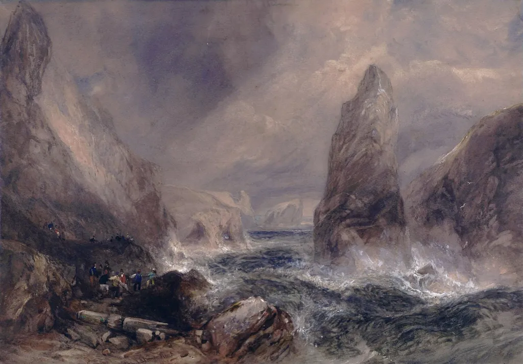 Kynance Cove, Cornwall, by John Skinner Prout, watercolor, 1838