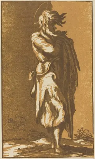 Male Saint Standing with Folded Arms, Facing to the Right, by John Skippe
