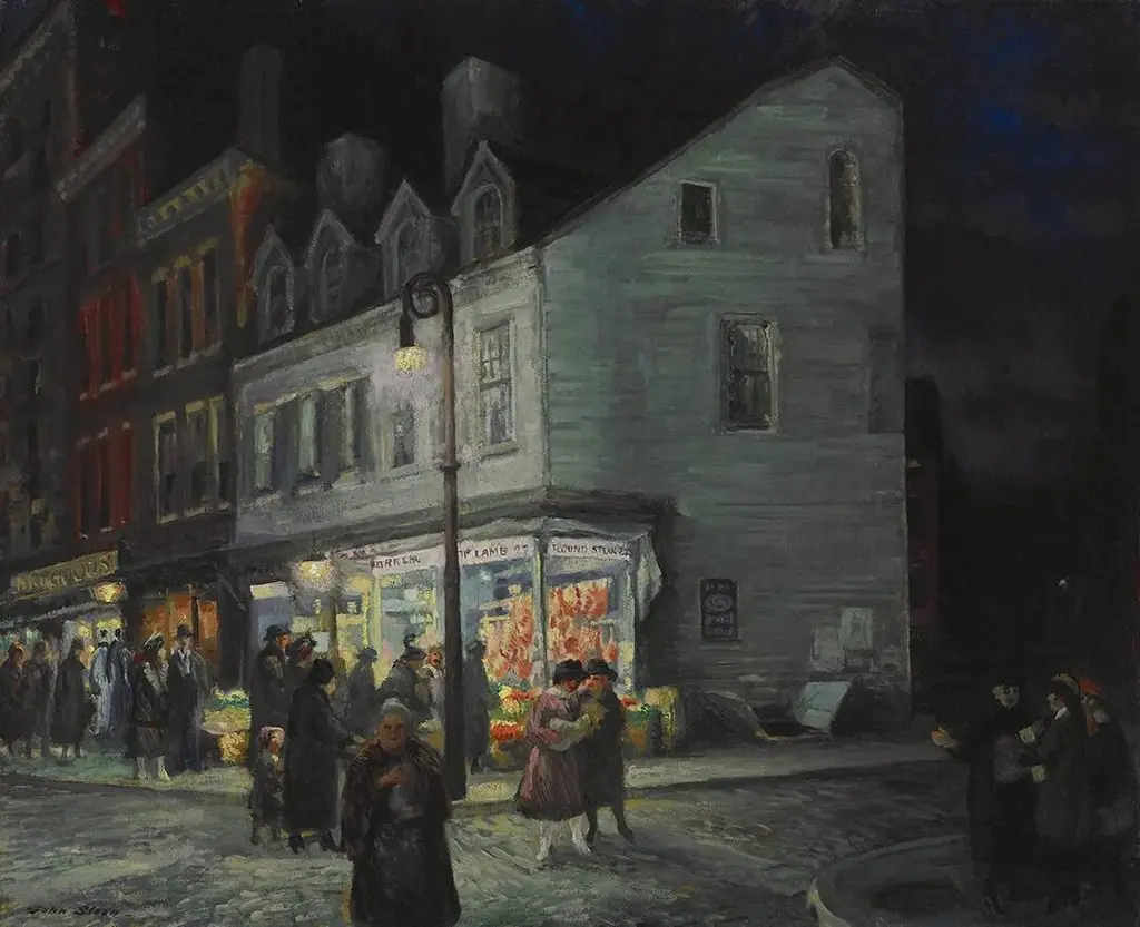 Bleecker Street, Saturday Night, by John Sloan
