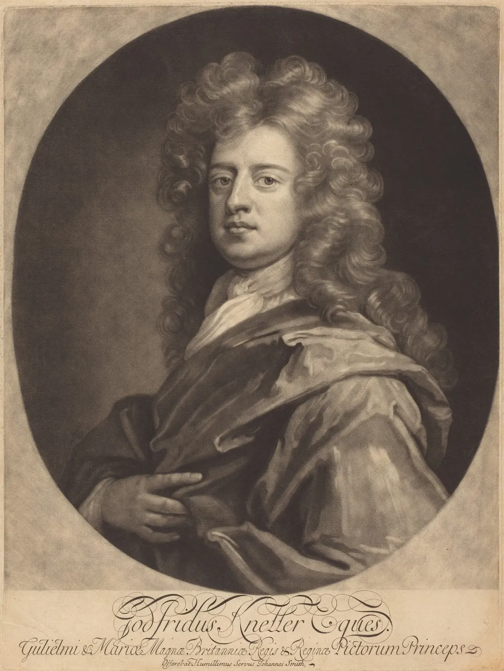 Godfrey Kneller, by John Smith, ink, 1694