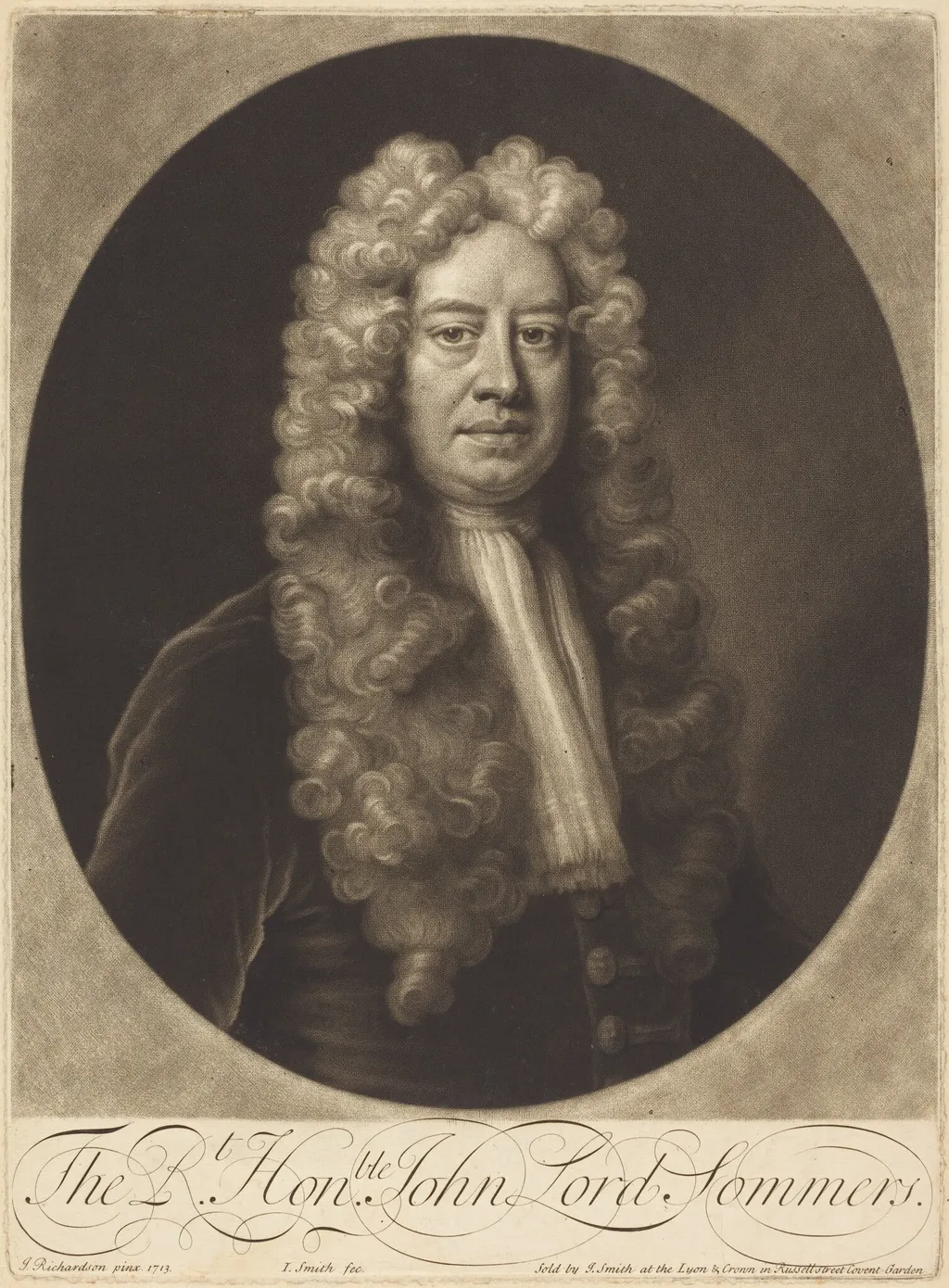 John Lord Sommers, by John Smith, ink, 1713