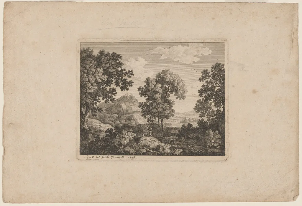 Landscape with Travellers, by John Smith, ink