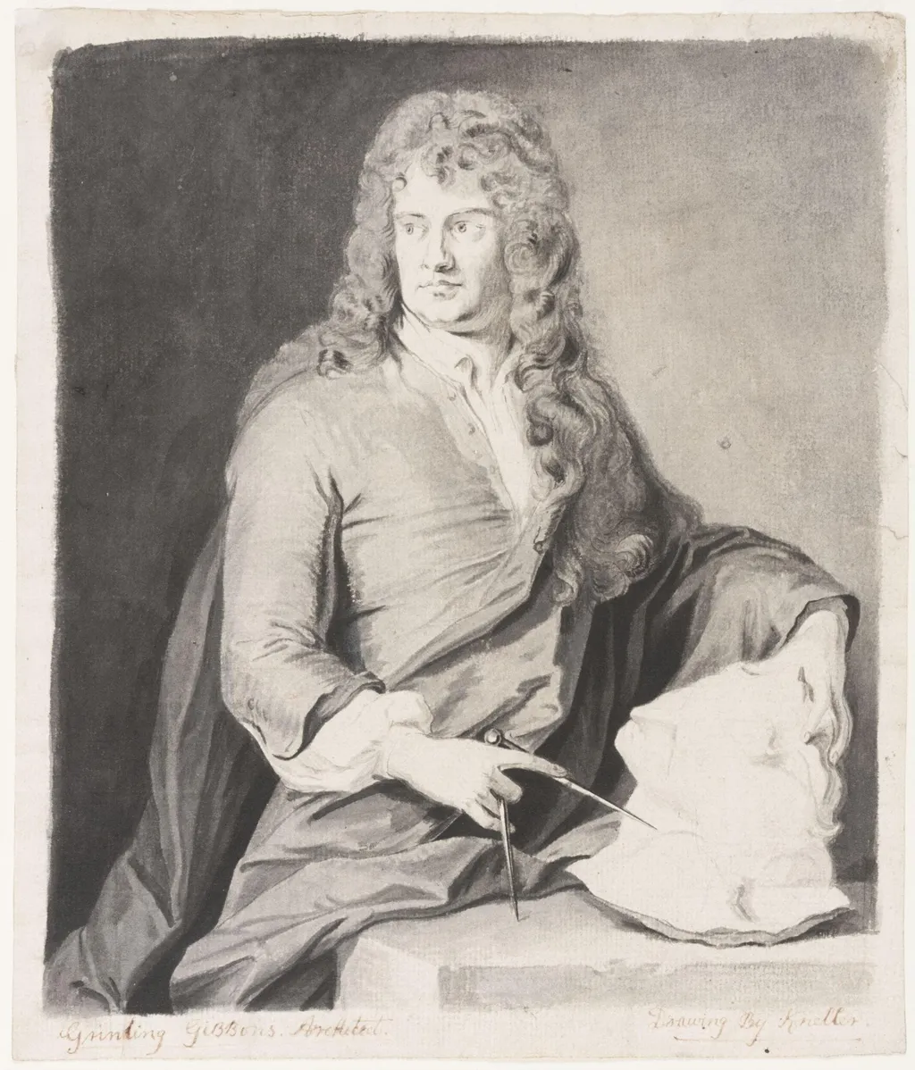 Portrait of Grinling Gibbons, by John Smith, 1690