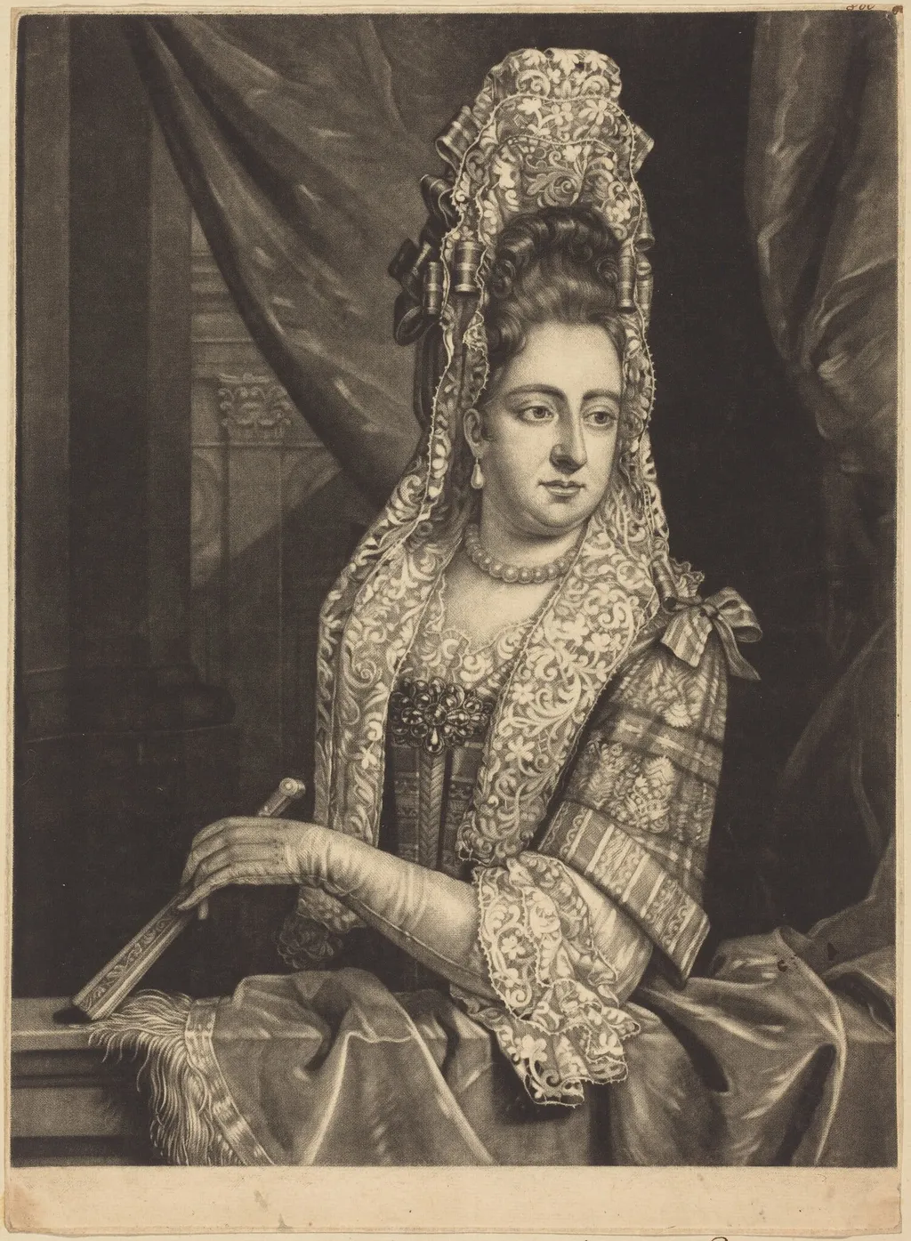 Queen Mary, by John Smith, ink, 1690