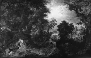 John the Baptist in the Wilderness. St. John Preaching and the Baptism of Christ
