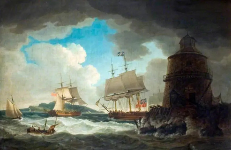 The Lighthouse in the Bay of Dublin, with His Majesty's Yacht 'Dorset', by John Thomas Serres
