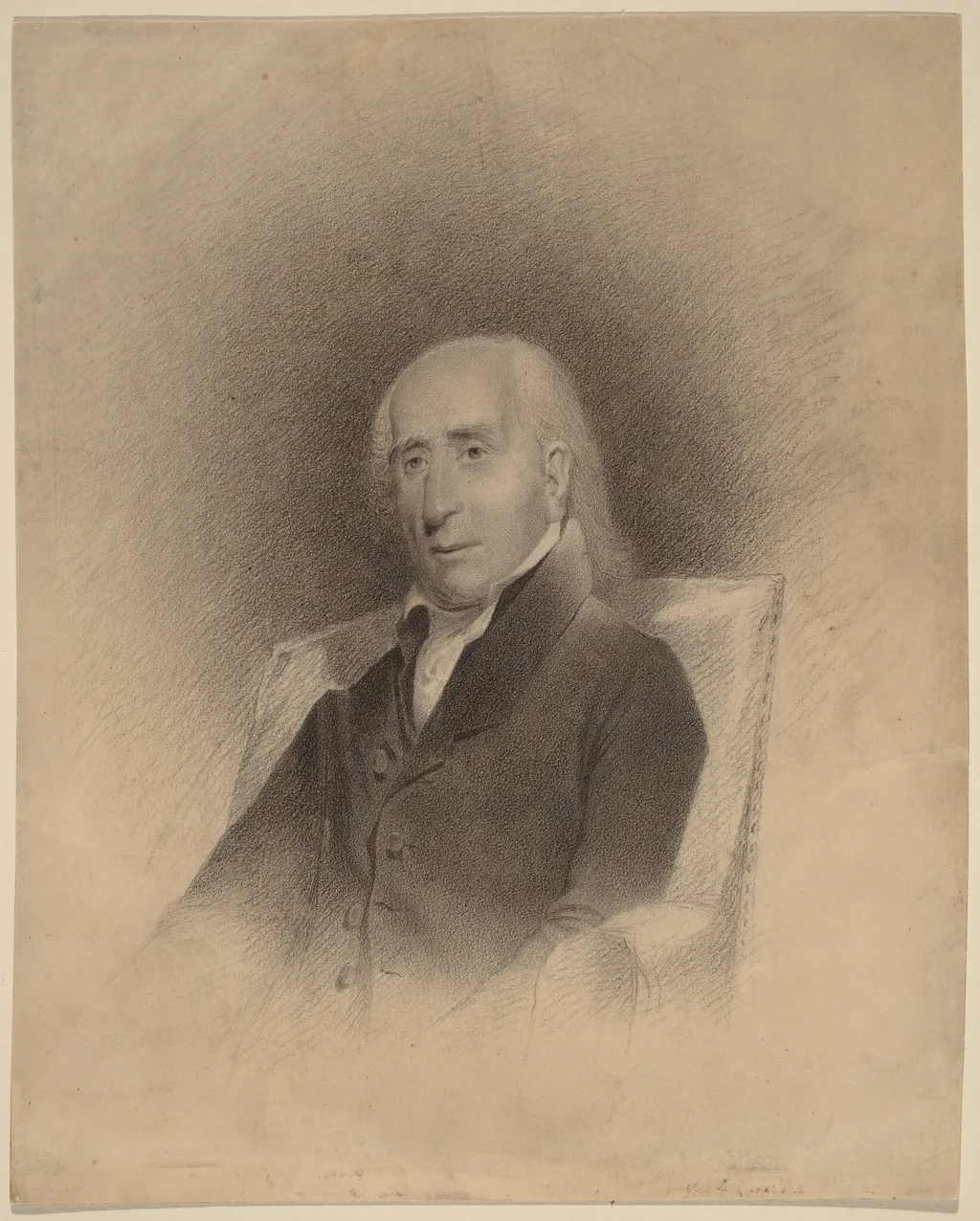 Portrait of a Seated Man, by John Vanderlyn, chalk, 1800