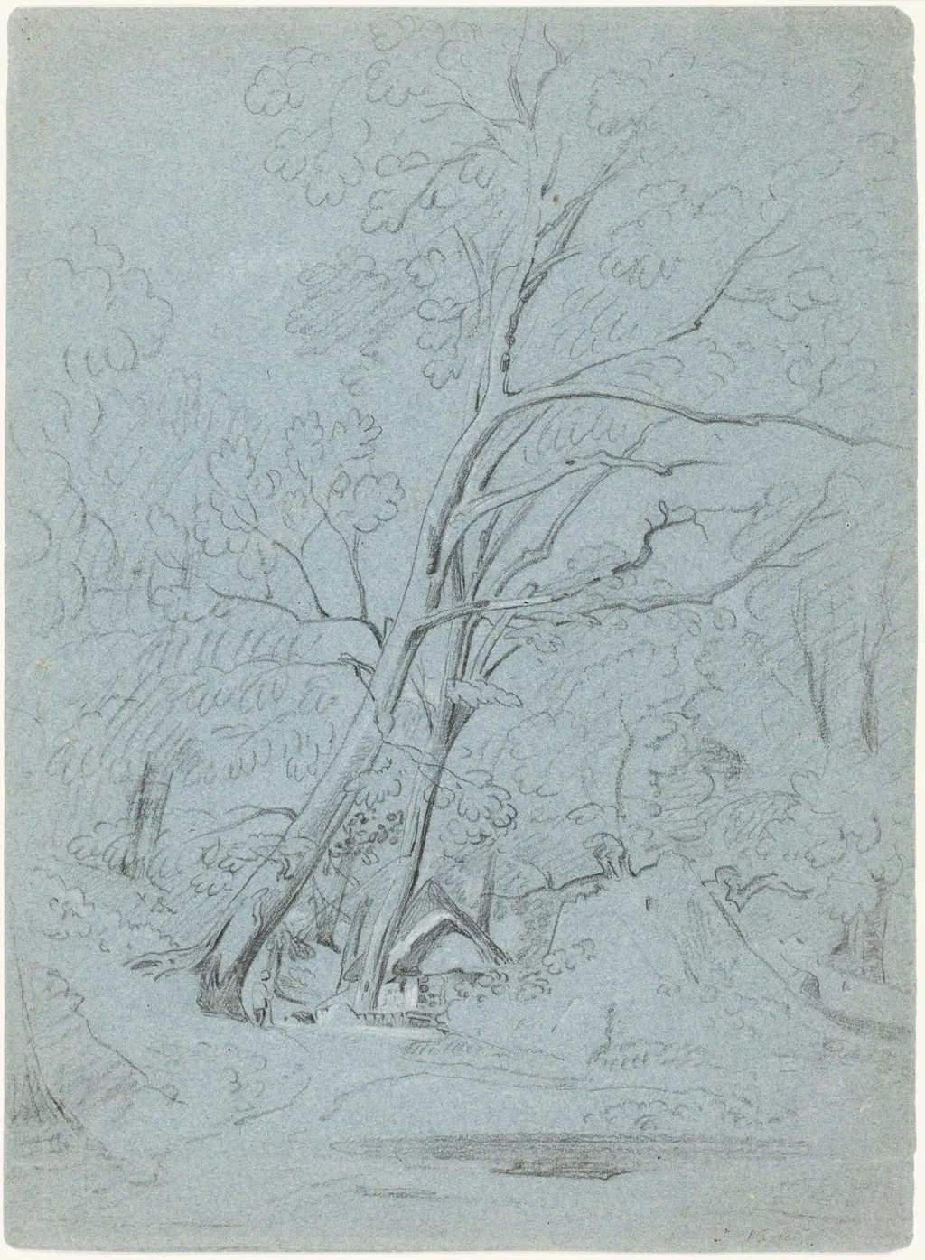 A Cottage on a Lane, by John Varley, chalk, 1805