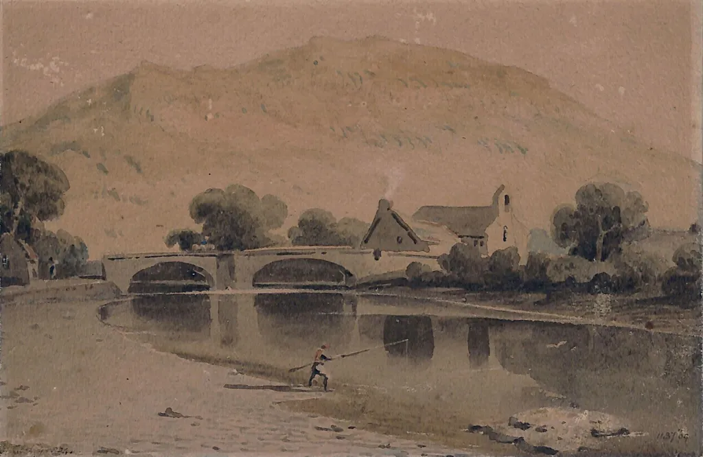 Bridge and Stream, by John Varley, watercolor, 1804
