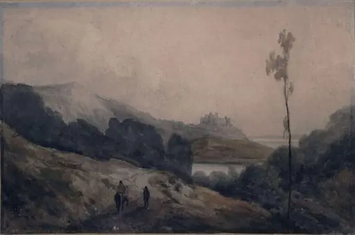Coast scene in Merionethshire, with Harlech Castle, by John Varley