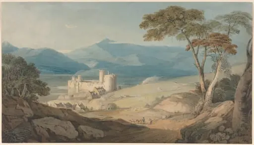 Harlech Castle and Snowdon, by John Varley