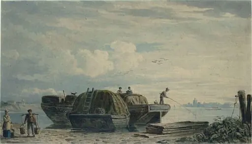 Hay barges, by John Varley