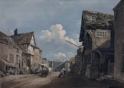 Looking down the High Street at Conway, by John Varley
