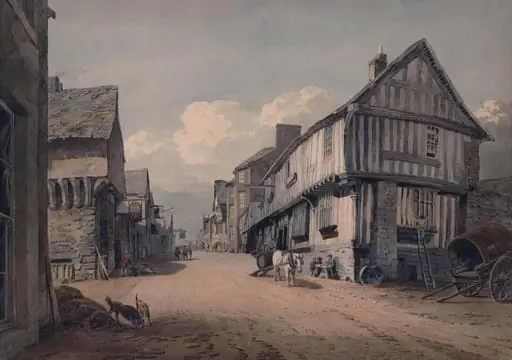 Looking up the High Street at Conway, by John Varley