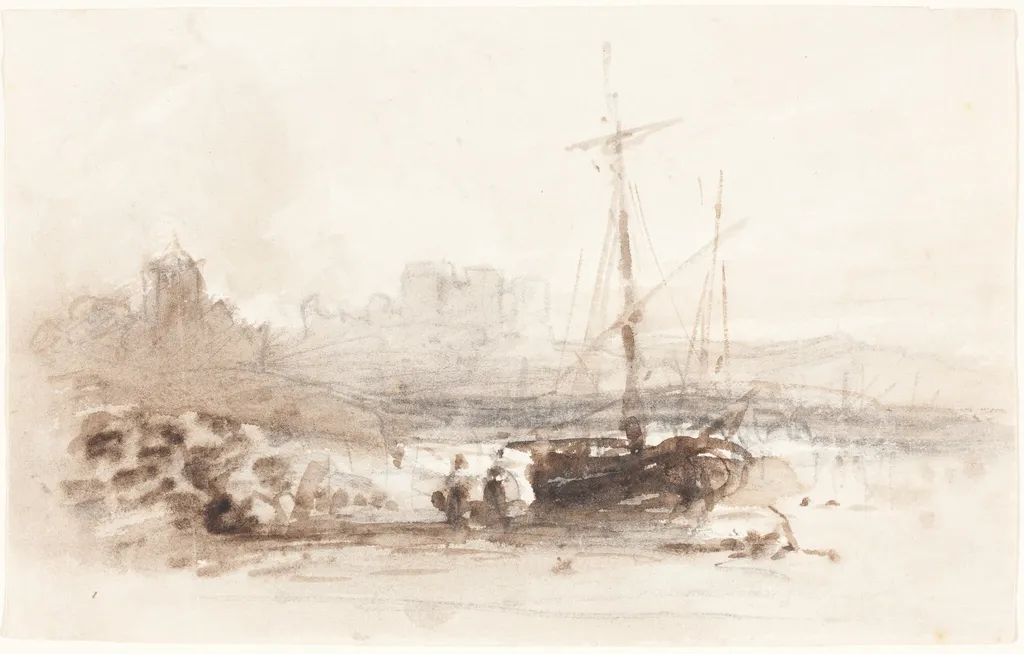Sailboat on a Beach, by John Varley, graphite, 1801
