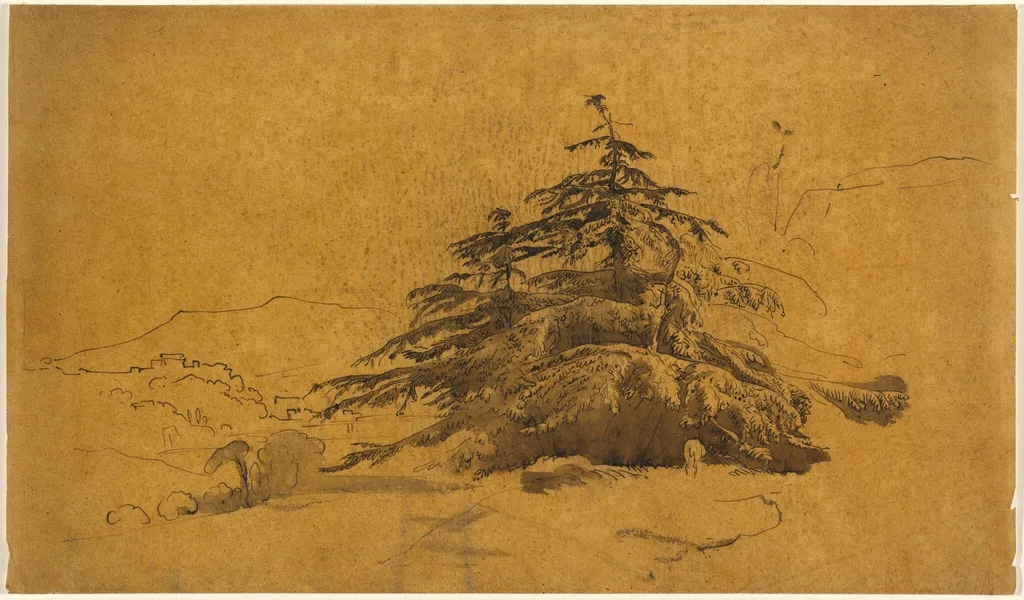 Study of Trees in a Landscape, by John Varley, ink, 1810