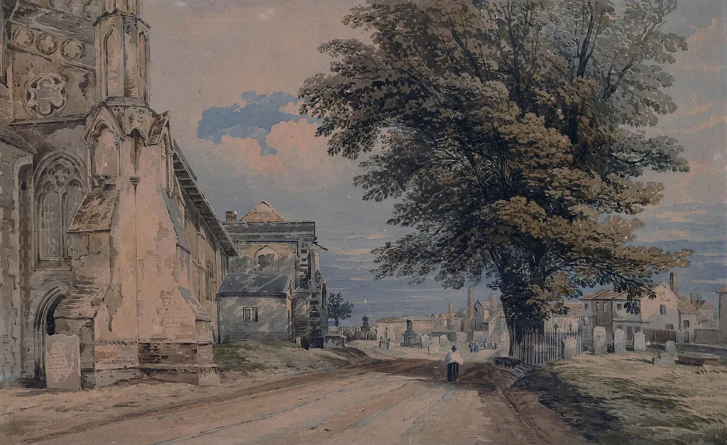 Waltham Abbey, by John Varley, watercolor